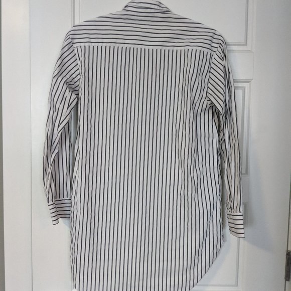 Zara Long Oversized Striped Button Down Blouse - Picture 4 of 8